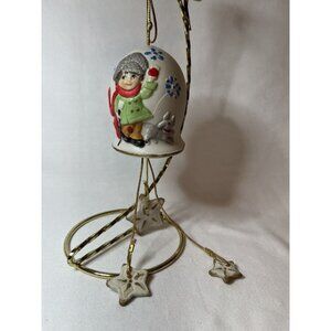 Vintage 1980 Jasco Bell Ornament Christmas Chimes Boy with Dog Stand NOT include